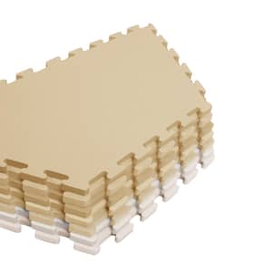 White Beige 11 in. x 22 in. x 0.55 in. Beige Trapezoid EVA Interlocking Foam Floor Mat 20 sq ft. (18-Tiles Per Case)