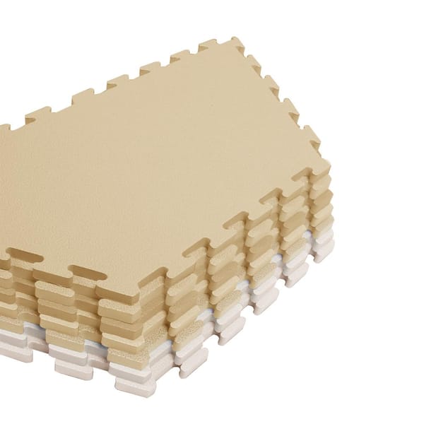 Shatex White Beige 11 in. x 22 in. x 0.55 in. Beige Trapezoid EVA Interlocking Foam Floor Mat 20 sq ft. (18-Tiles Per Case)