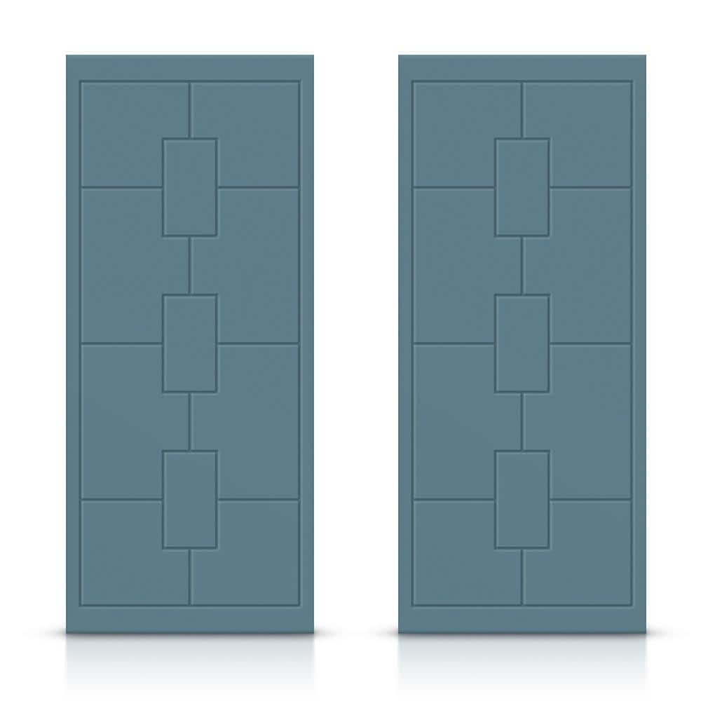 CALHOME 72 in. x 80 in. Hollow Core Dignity Blue Stained Composite MDF Interior Double Closet Sliding Doors