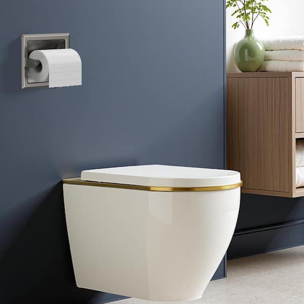 Bathroom Recessed Toilet Paper Holder Wall Mount Rear Mounting Bracket Included Brushed Nickel