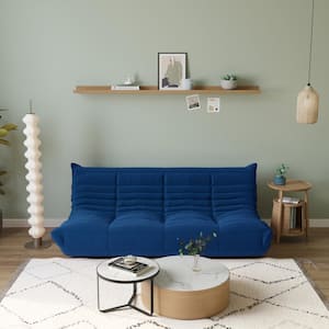 Blue Teddy Velvet Rectangle Floor Lazy Reclining Sofa