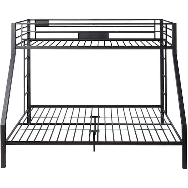 URTR Modern Black XL Twin Over Queen Bunk Bed, Sturdy Metal Bunk Bed ...