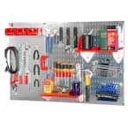 32 in. x 48 in. Metal Pegboard Standard Tool Storage Kit with Galvanized Pegboard and Red Peg Accessories
