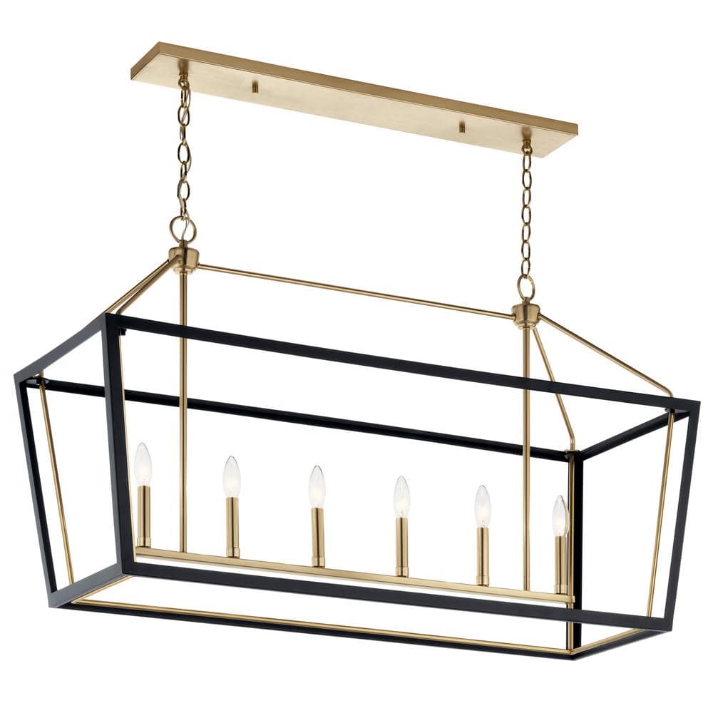 Delvin 44 Inch Champagne Bronze and Black Linear Chandelier