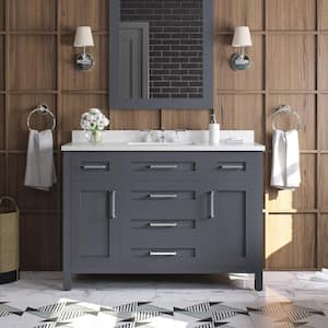 Tahoe 48 in. W x 21 in. D x 34 in. H Single Sink Bath Vanity in Dark Charcoal with White Engineered Stone Top