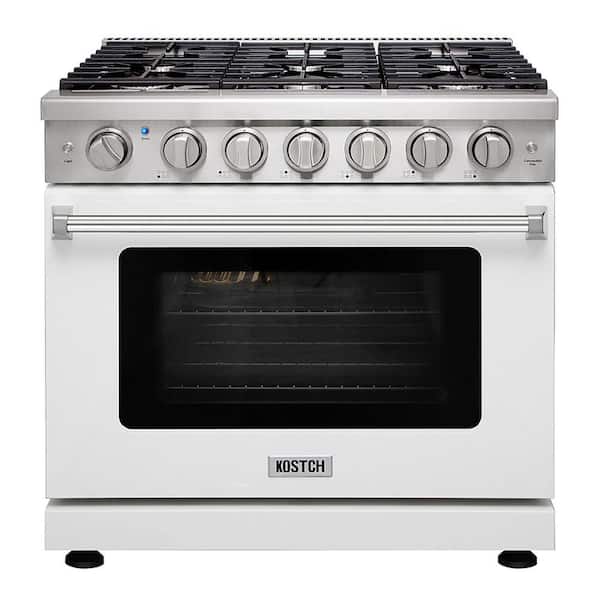 36 in. 6 Burners Freestanding Propane Gas Range in Stainless Steel with 6.0 cu. ft. Convection Oven and White Oven Door