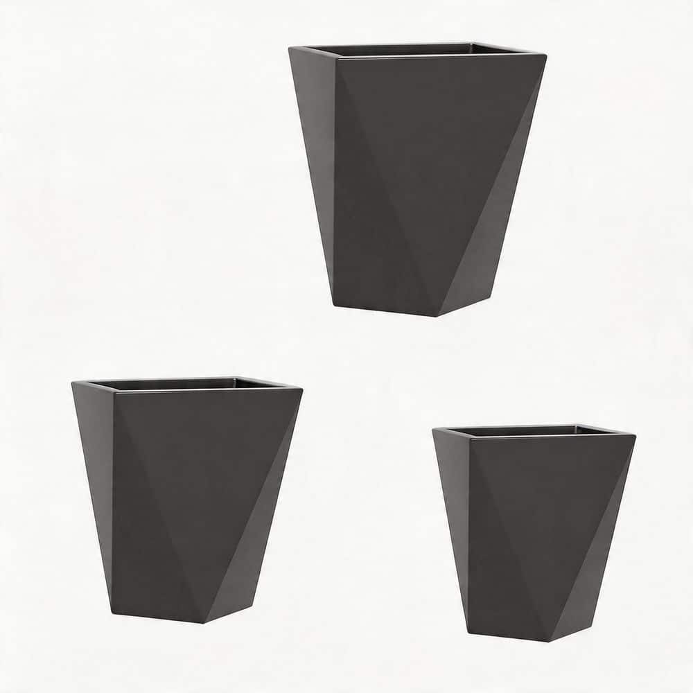 Gray Set of 3 Stackable Magnesium Oxide Square Planters with Drainage Holes (15.25 in. L x 15.25 in. W x 18 in. H) price history on PriceWatchPro