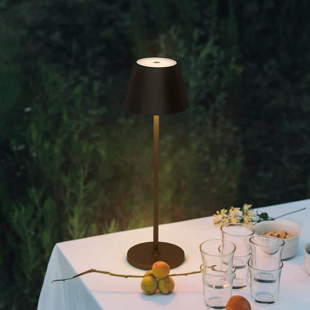 Onewish 2-Pack 4.6 in. Black Cordless Portable LED Table Lamp with