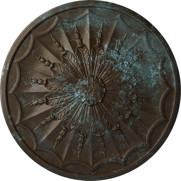 Ekena Millwork 27-1/8 in. x 2-5/8 in. Artis Urethane Ceiling Medallion, Bronze Blue Patina