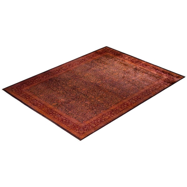 Overdyed Orange 9 ft. 3 in. x 12 ft. 3 in. Wool Indoor Area Rug