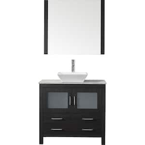 Dior 32 in. W Bath Vanity in Zebra Gray with Vanity Top in White Marble with Square Basin and Mirror