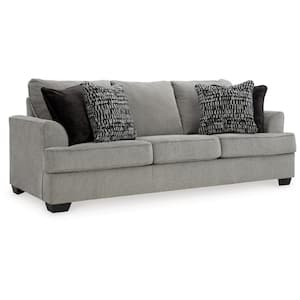 93 in. Flared Arms Polyester Rectangle 4-Accent Pillows Sofa in Gray, Black and White (1-Piece)