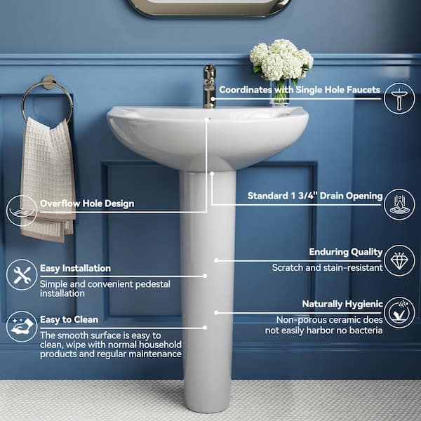 Evolution Pedestal Combo Bathroom Sink in White Evolution Pedestal Combo Bathroom Sink in White