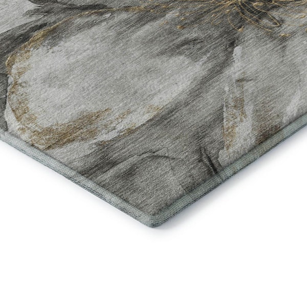 Mayfield Premium Machine Washable Abstract AMF2055 Silver 10 ft. x 14 ft. Area Rug