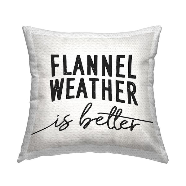 Stupell Industries Flannel Weather Is Better Vintage Rustic Fall Typography Beige Square Outdoor Throw Pillow