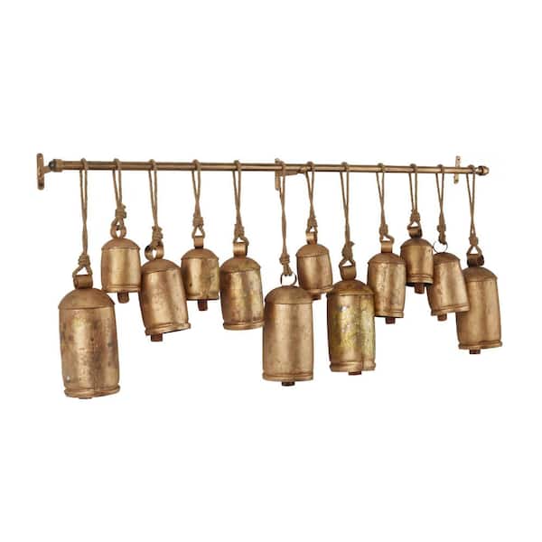 18 Inch Diameter Personalized Antiqued Brass Ridged Hanging Bell
