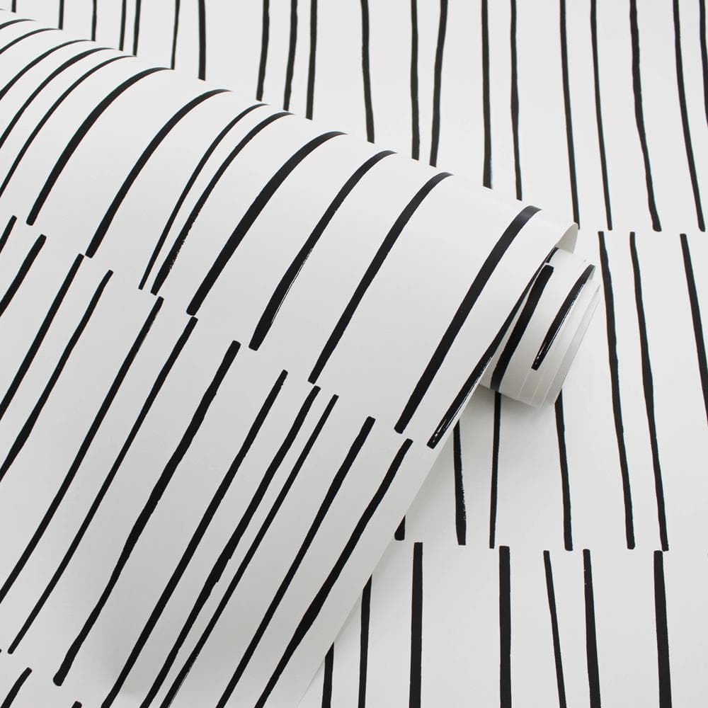 Modern Black and White Abstract Peel and Stick Wallpaper