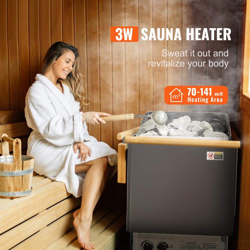 3KW Stainless Steel Electric Sauna Heater with Built-in Controls