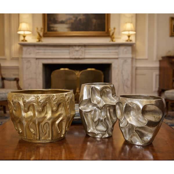 Crumple 12 in. Silver Alloy Urn Decorative Vase