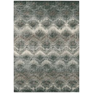 Bravado Grey 8 ft. x 10 ft. Geometric Indoor/Outdoor Washable Area Rug