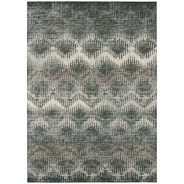 Addison Rugs Bravado Grey 8 ft. x 10 ft. Geometric Indoor/Outdoor Washable Area Rug