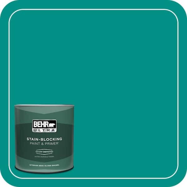 BEHR ULTRA 1 qt. #490B-6 Emerald Coast Extra Durable Semi-Gloss Enamel Interior Paint & Primer