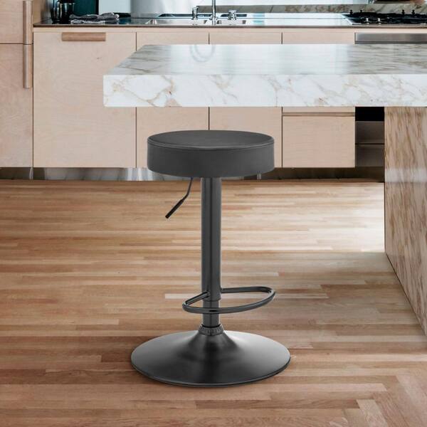 HomeRoots Adjustable Classic Grey Faux Leather Backless Bar Stool