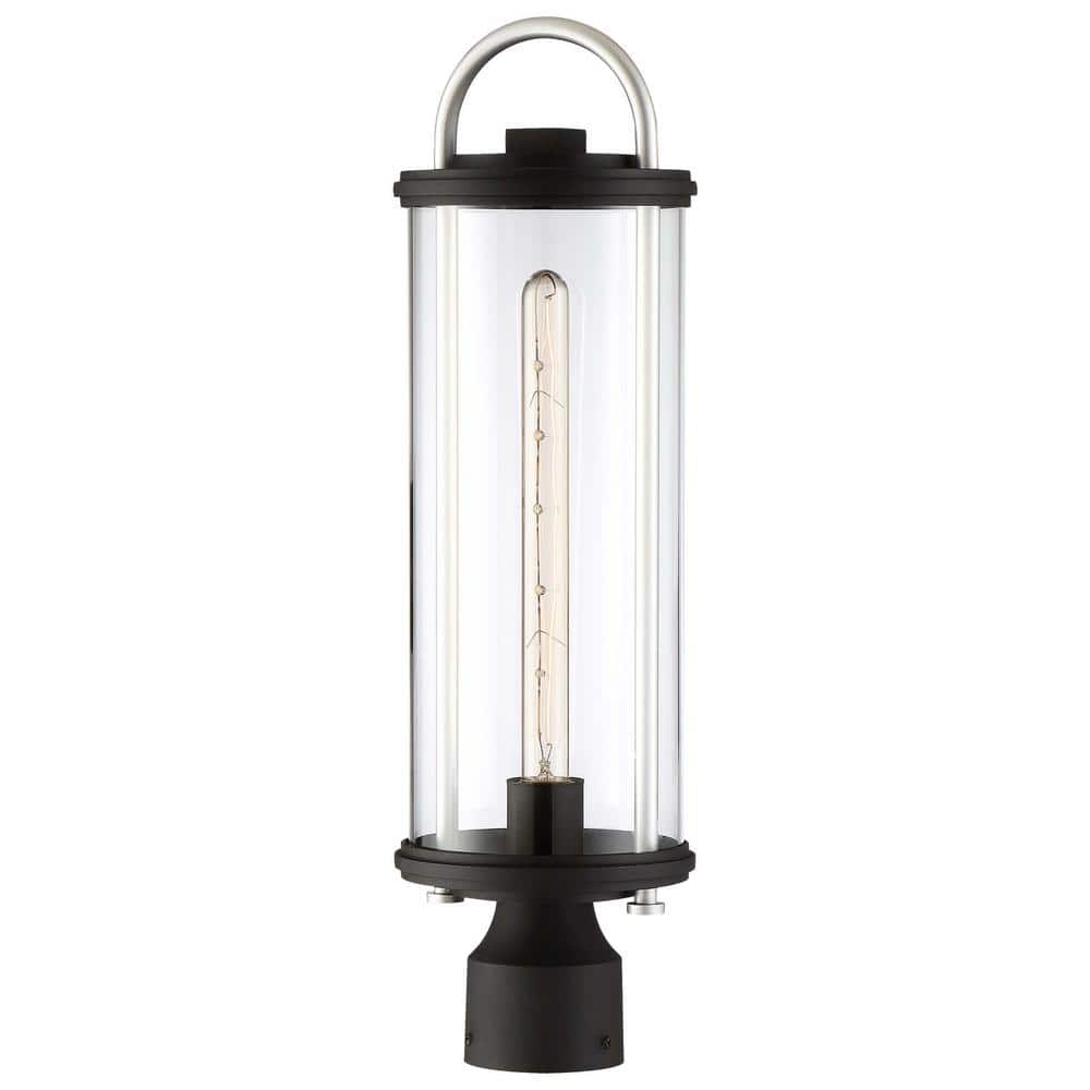 Minka Lavery Keyser 1-Light Outdoor Black with Silver Accent Post