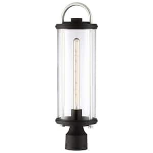 Keyser 1-Light Outdoor Black with Silver Accent Post with Clear Glass