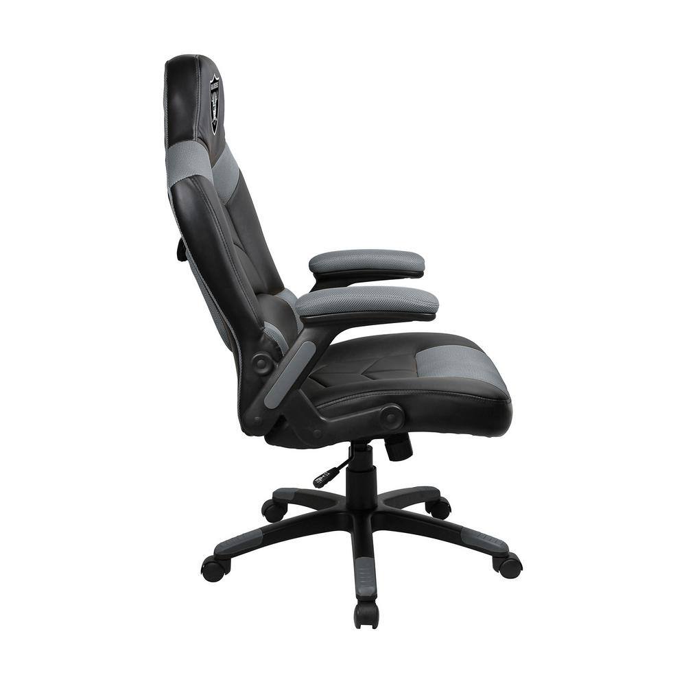 Black and Gray Faux Leather Oversized Gaming Chair with High-Back
