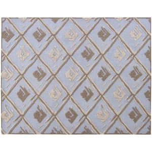 A1742 Blue 7 ft. 6 in. x 9 ft. 6 in. Hand Tufted Looped High and Low Wool Area Rug