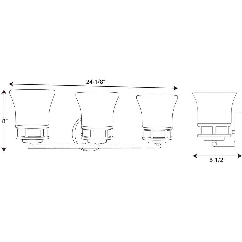 Cascadia 24'' Polished Chrome 3-Light Bath Vanity Fixture