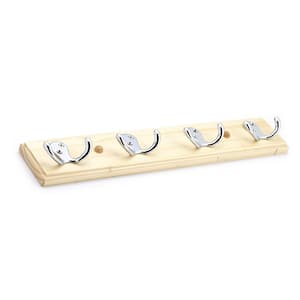 16-1/2 in. (419 mm) Maple and Chrome Utility Hook Rack