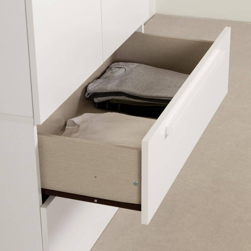 Pure White Contemporary Hinged Door Wardrobe with Drawers
