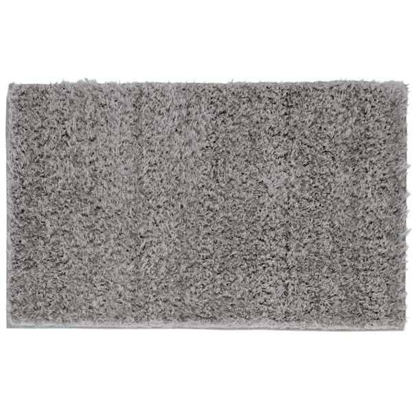 StyleWell Novella Gray Doormat 2 ft. x 4 ft. Solid Shag Area Rug DA2745 ...