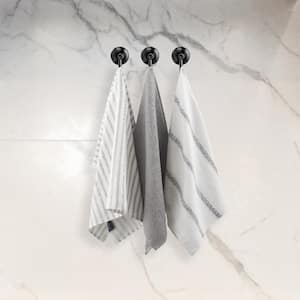 Cotton Classics 100% Cotton White/Gray Stripe Kitchen Towel (Set of 3)