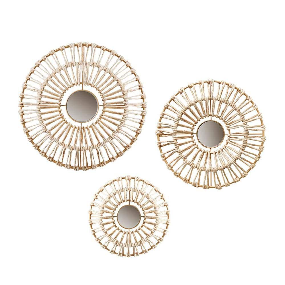 Neutral 20 in W x 20 in. H Art Deco Round Metal Framed Mirror Wall Mirror W