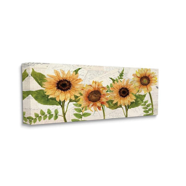 "Sunflower and Vintage European Postcard Collage" by Kim Allen Unframed Print Nature Wall Art 17 in. x 40 in.