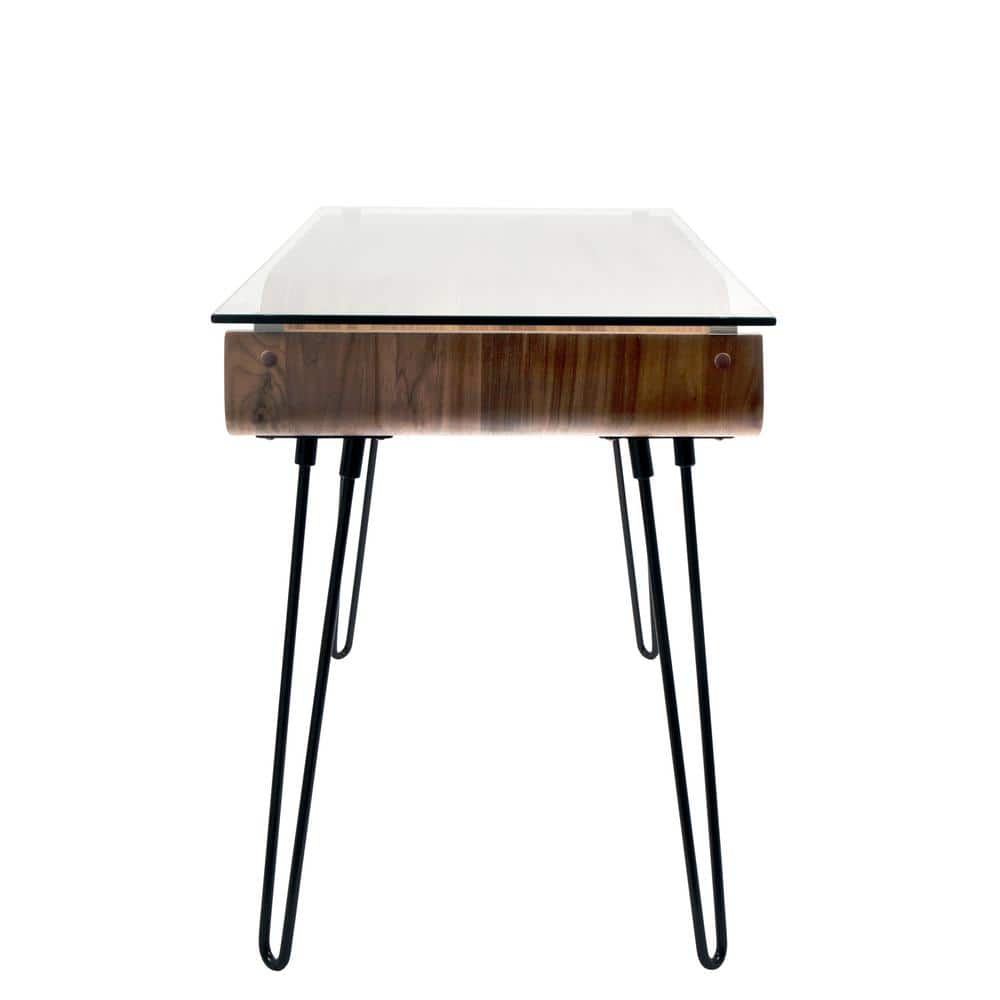 Contemporary Black and Brown Home Office Desk with Drawer