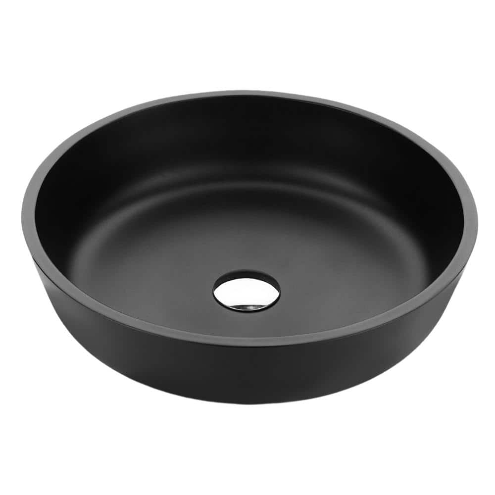 Allegro Series 17 in. L x 17 in. W Round Bathroom Vessel Sink in Matte Blac