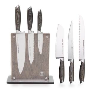 7-Piece Stainless Steel Cutlery Bonded Ash Set with Ash Midtown Knife Block
