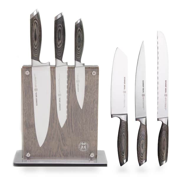 SCHMIDT BROS. 7-Piece Stainless Steel Cutlery Bonded Ash Set with Ash  Midtown Knife Block SBCBA07PM2 - The Home Depot
