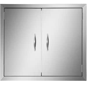 BBQ Access Door 24 in. W x 24 in. H Grill Door Double Door Brushed Stainless Steel Outdoor Kitchen Doors