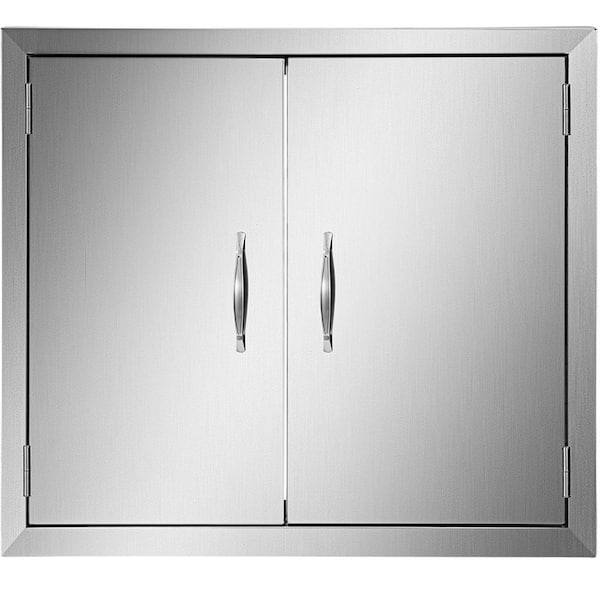 VEVOR BBQ Access Door 24 in. W x 24 in. H Grill Door Double Door Brushed Stainless Steel Outdoor Kitchen Doors