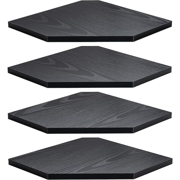 Unbranded 16.5 in. W x 10.4 in. D Black Wood Floating Shelves for Wall Decor 4-Decorative Wall Shelf