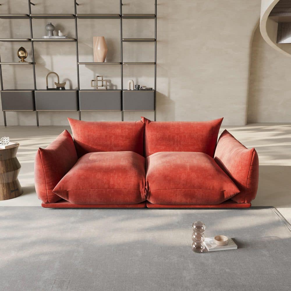 Modern 77 in. Flared Arm Chenille 2-Piece Loveseat 2-Seater Modular Convertible Sectional Sofa in Orange price history on PriceWatchPro