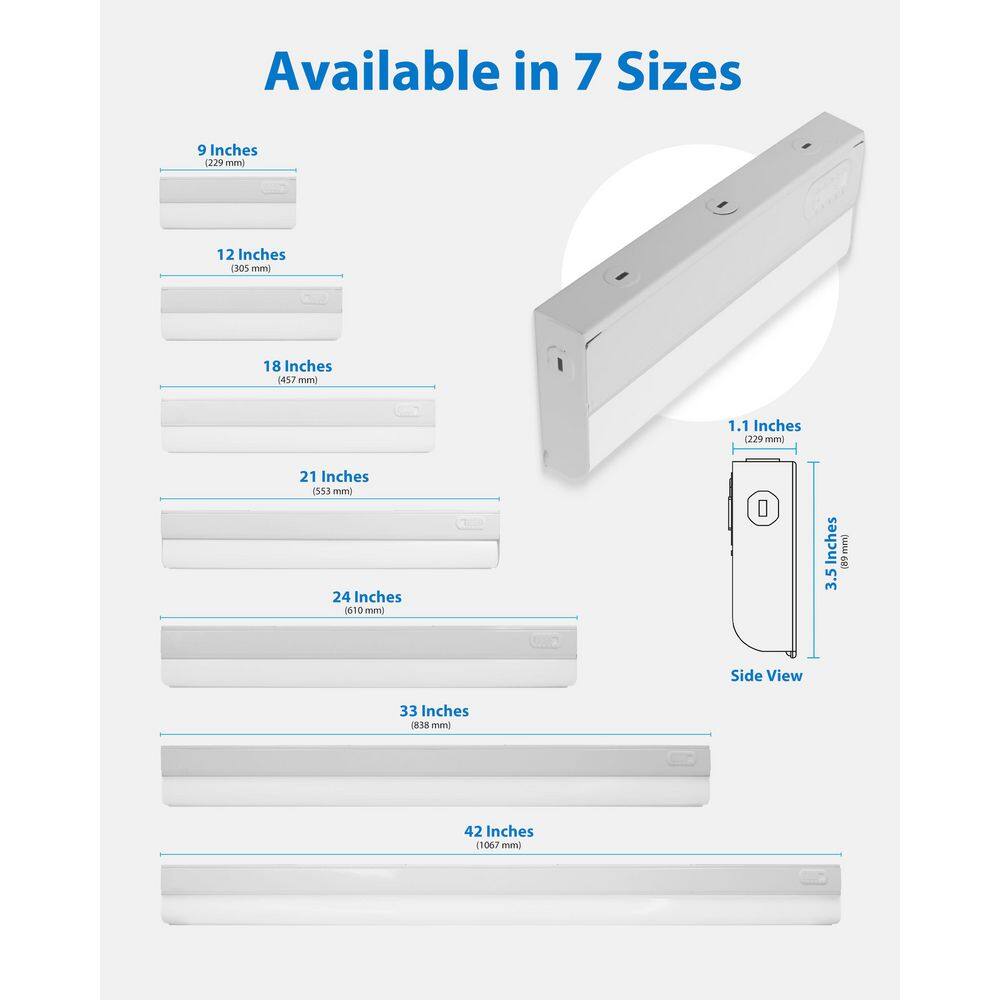 21-inch Matte White Metal LED Under Cabinet Light Bar
