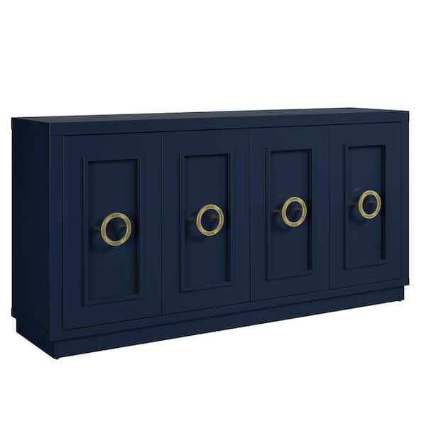 Twin Star Home Insignia Blue MDF 64.25 in. Buffet Sideboard