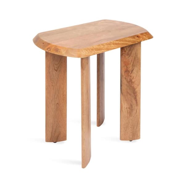 Vaux 22 in. Natural Brown Rectangle Solid Wood End Table