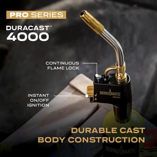 Bernzomatic - DuraCast 4000 Torch with Instant Start/Stop Ignition Compatible with MAP-Pro and Propane Gas